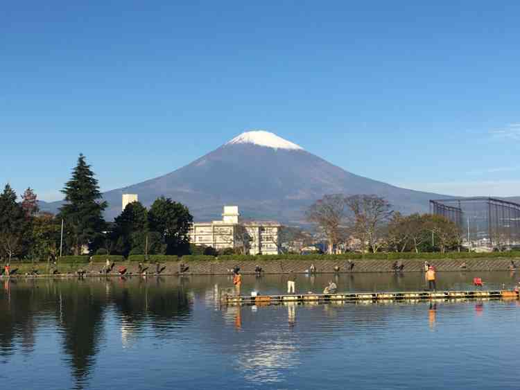 春先の東山湖から見る富士山