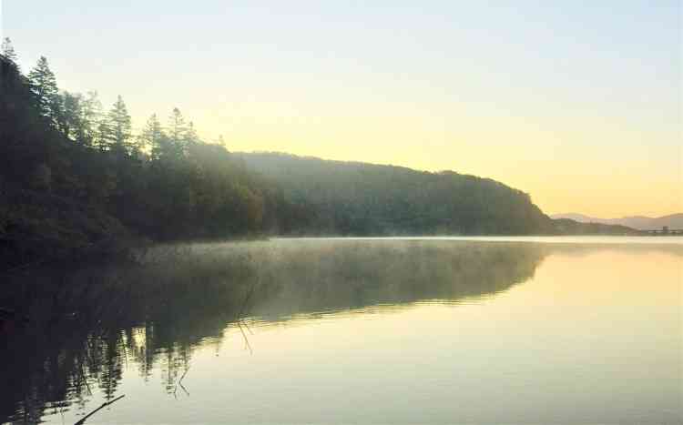 ダム湖の朝